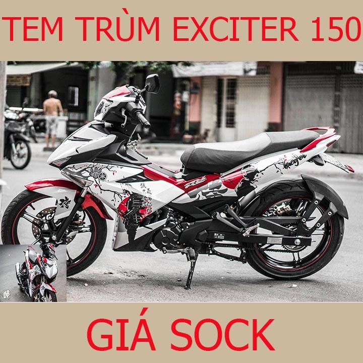 Tem Trùm Xe Exciter 150 Samurai Đỏ Trắng