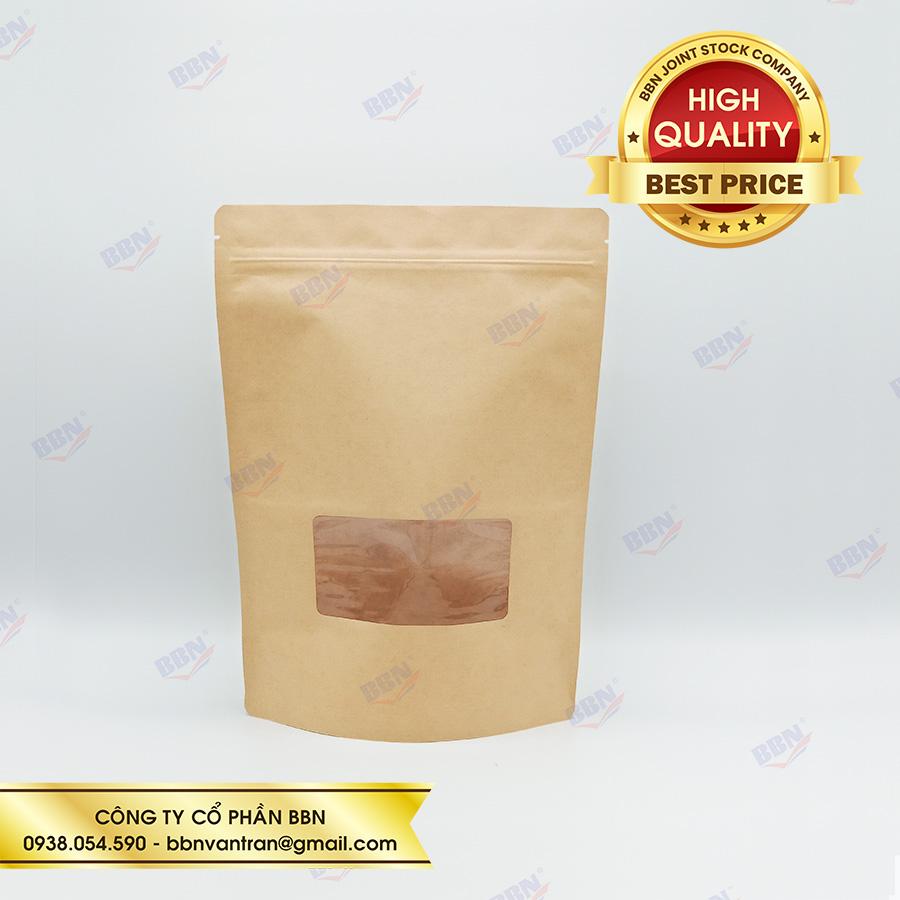 Túi giấy Kraft cửa sổ zipper 20x28cm (ĐVT Kg)
