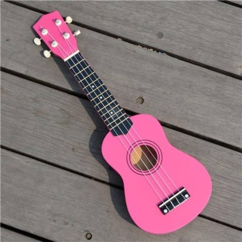 Đàn ukulele màu hồng size 21 gỗ tấm (tặng bao, pick)