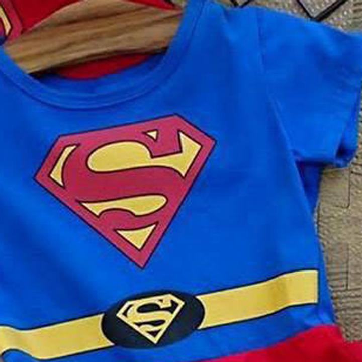 [HCM]Đầm bé gái in hình siêu nhân Super -man xanh