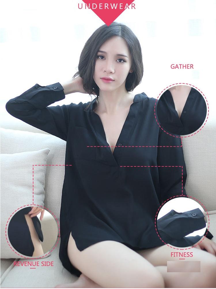 [HCM]Váy Ngủ Kiểu Sơ Mi Form Suông Tay Dài CDAN66