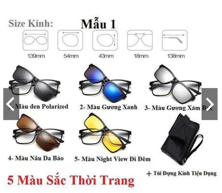 Mắt kính thời trang 5 tròng thay được