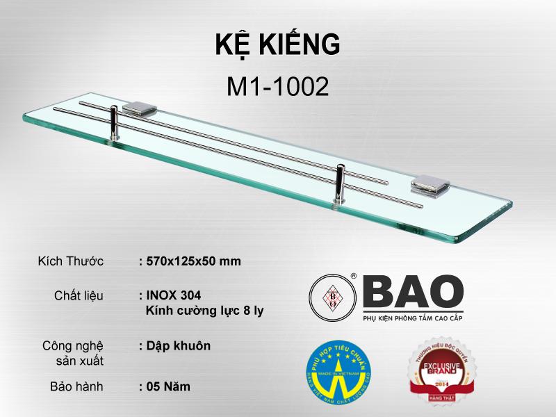 Kệ kính , kệ kiếng phòng tắm BAO M1-1002 (INOX 304 & Kính Cường Lực 8 Ly)