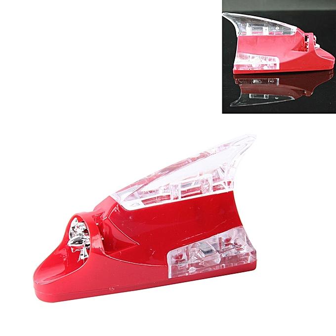 Vây cá mập trang trí nóc xe hơi giả ăng-ten (Đèn LED chạy bằng năng lượng gió) (Màu Đỏ)