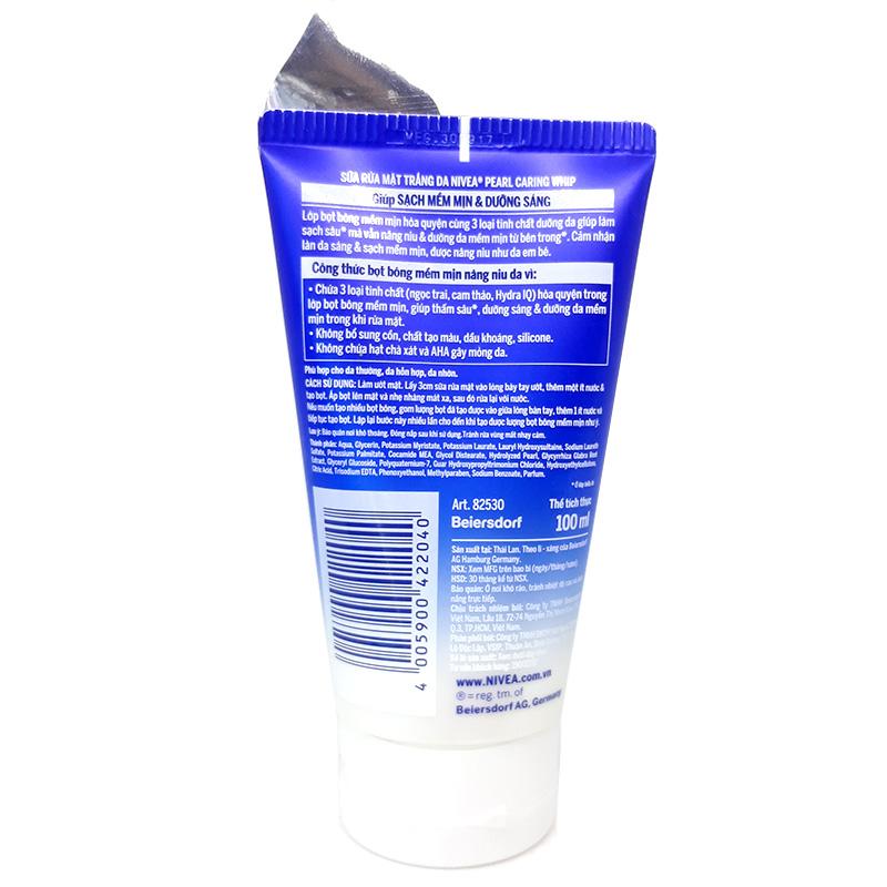 Sữa rửa mặt tạo bọt trắng da Nivea tuýp 100ml
