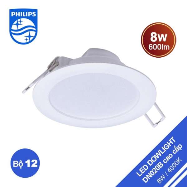 Bộ 12 bóng đèn Philips LED Downlight âm trần DN020B 8W 4000K - Ánh sáng trung tính