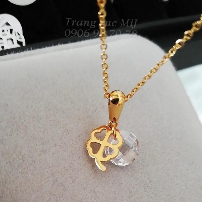 DÂY CHUYỀN TITAN MẶT ĐÁ VÀ CỎ 4 LÁ