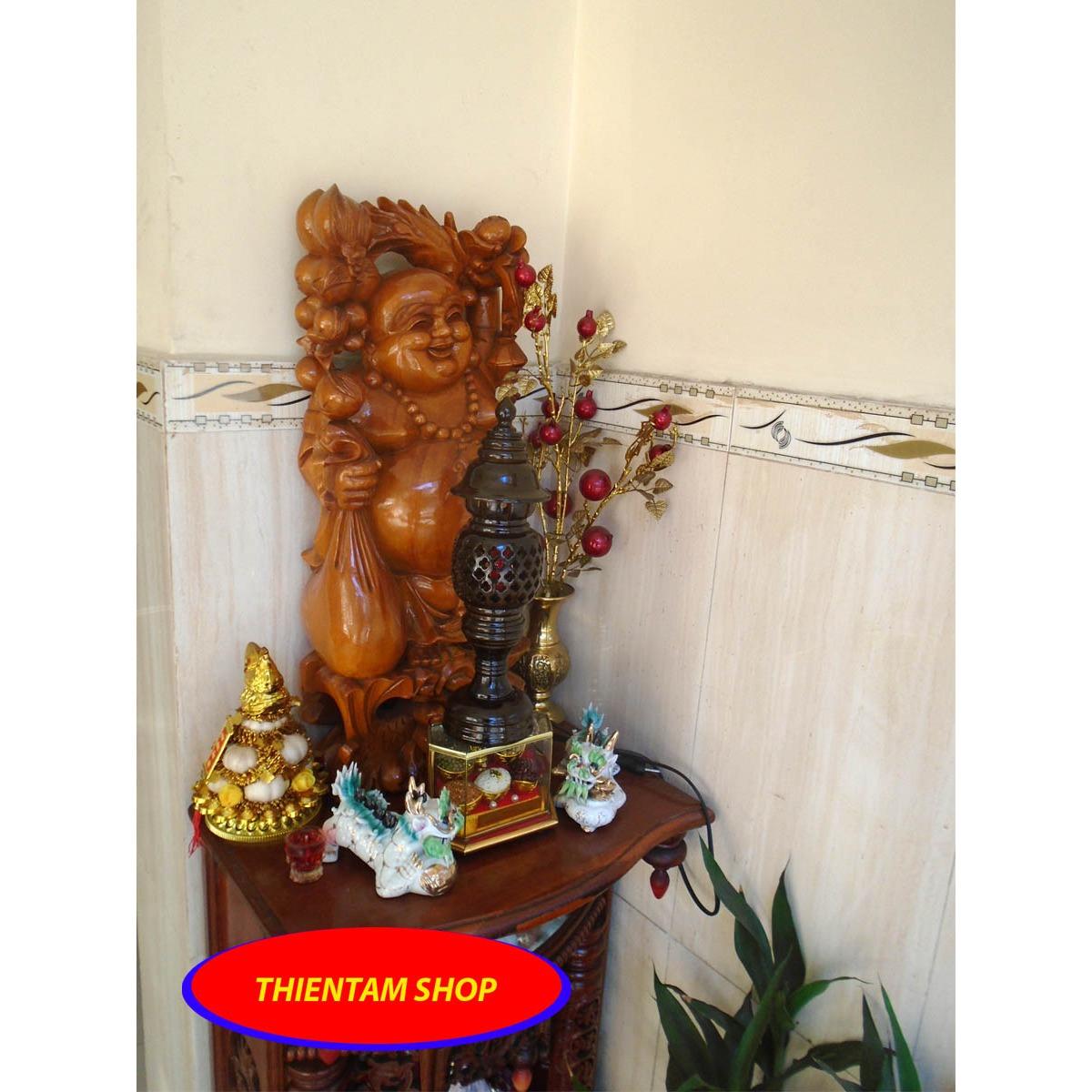 [HCM]Đèn trưng bàn thờ gỗ muồng màu đen đơn (DTDE34D) (1 đèn)