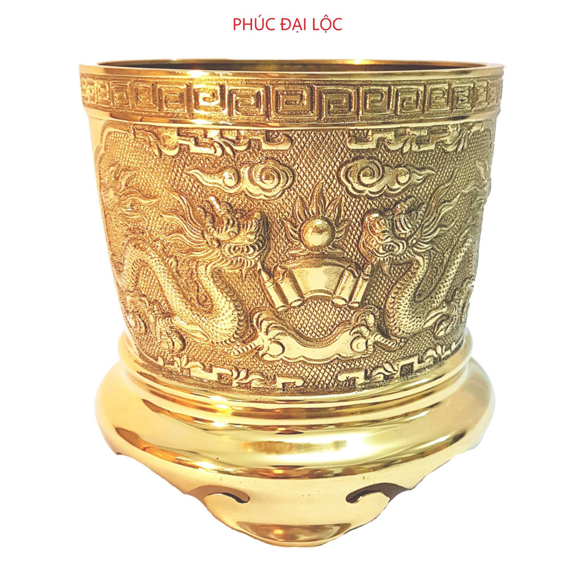 Bát hương đồng đường kính 18 cm màu vàng bóng