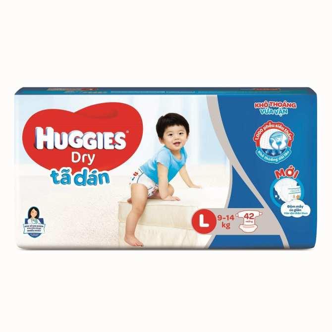[HCM]Tã Dán Huggies mấu mới có đệm mây co giãn M76/L68