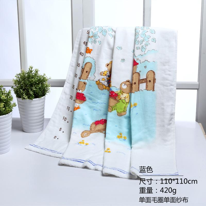 Khăn Tắm 100% Cotton Cho Bé Một Lớp Mềm Mại Hút Nước Để Tăng Dày Hoạt Hình Vải Xô Chăn Trẻ Em Điều Hòa Chăn