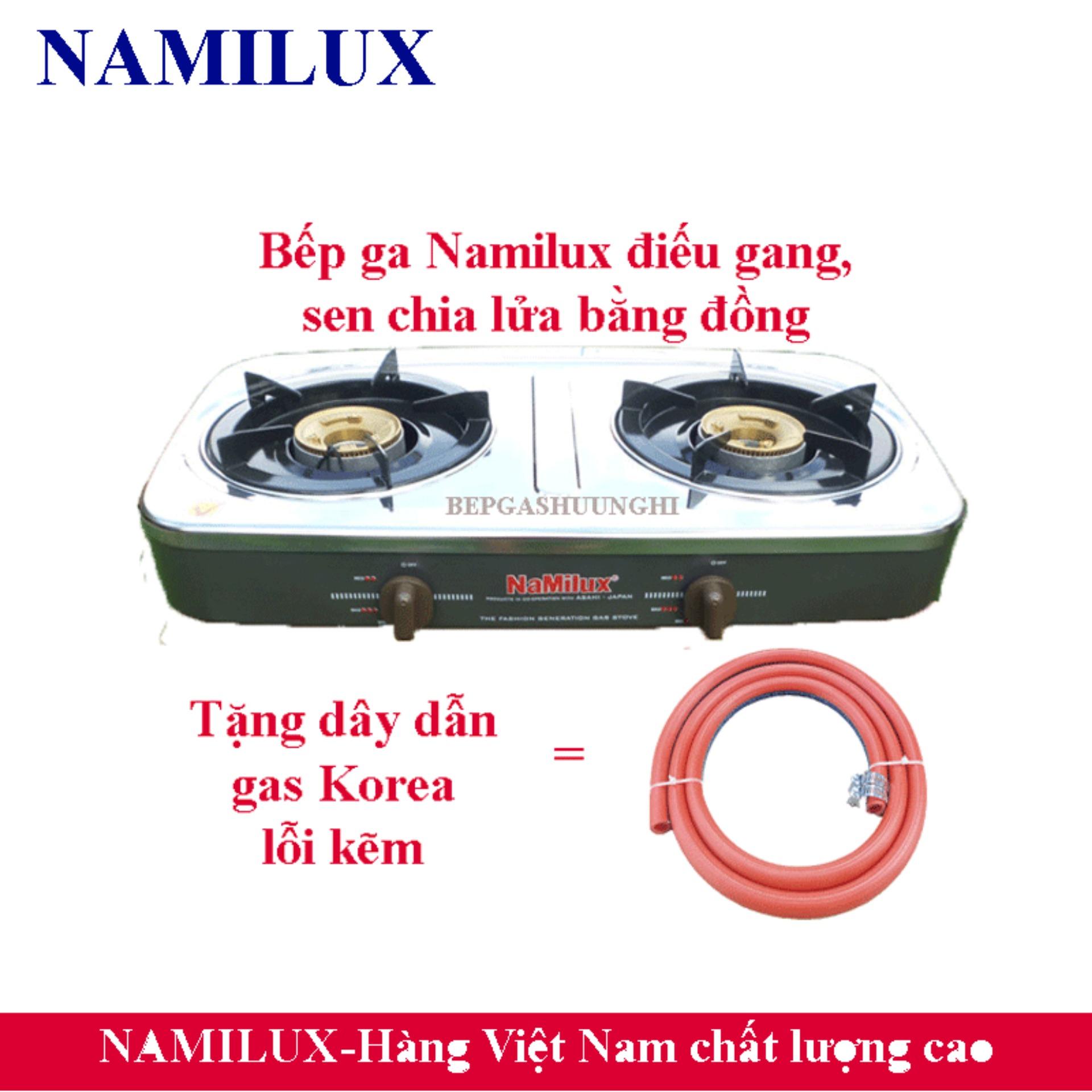 [HCM]Bếp gas đôi Namilux NA-590SM-VN ( trắng ), điếu gang, mâm đồng, hàng chính hãng