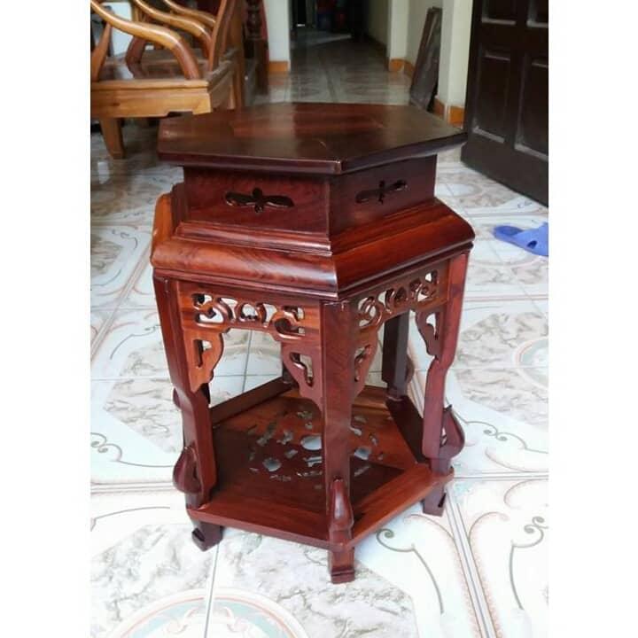Đôn lục giác gỗ hương  cao 60 cm măt 32 cm