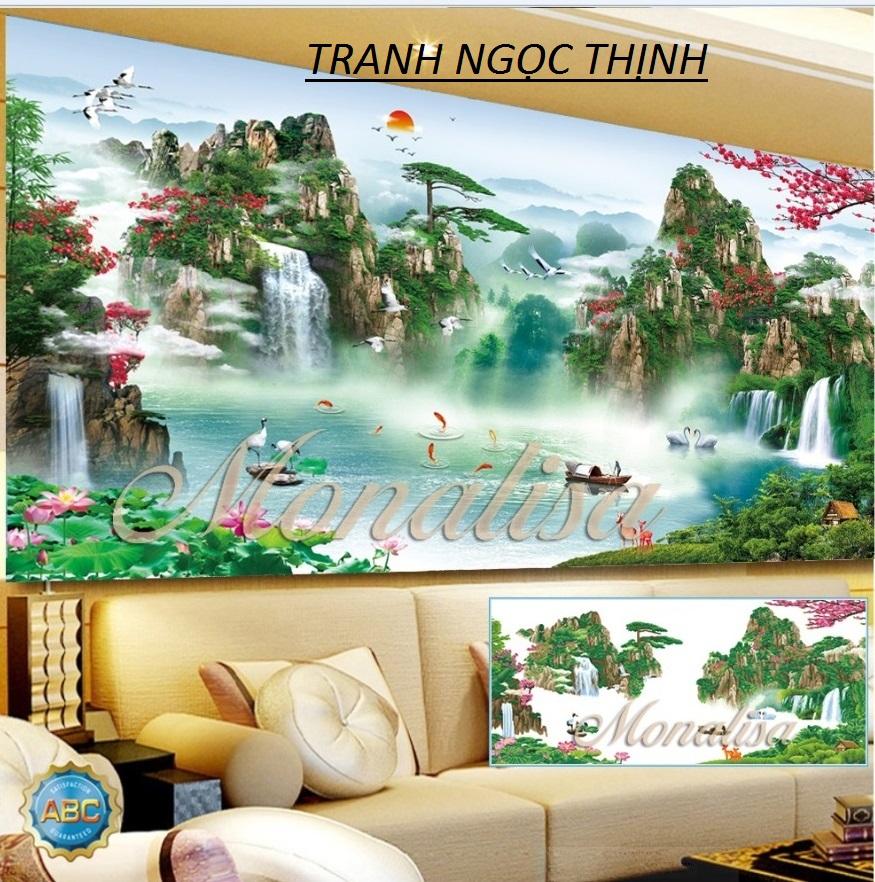 Tranh đính đá cao cấp non nước hữu tình y8137 Kích thước: 160x70cm