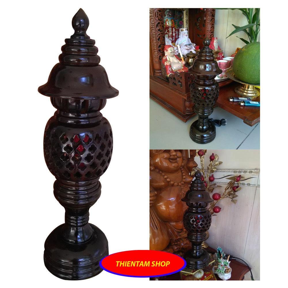 Đèn trưng bàn thờ gỗ muồng màu đen đơn