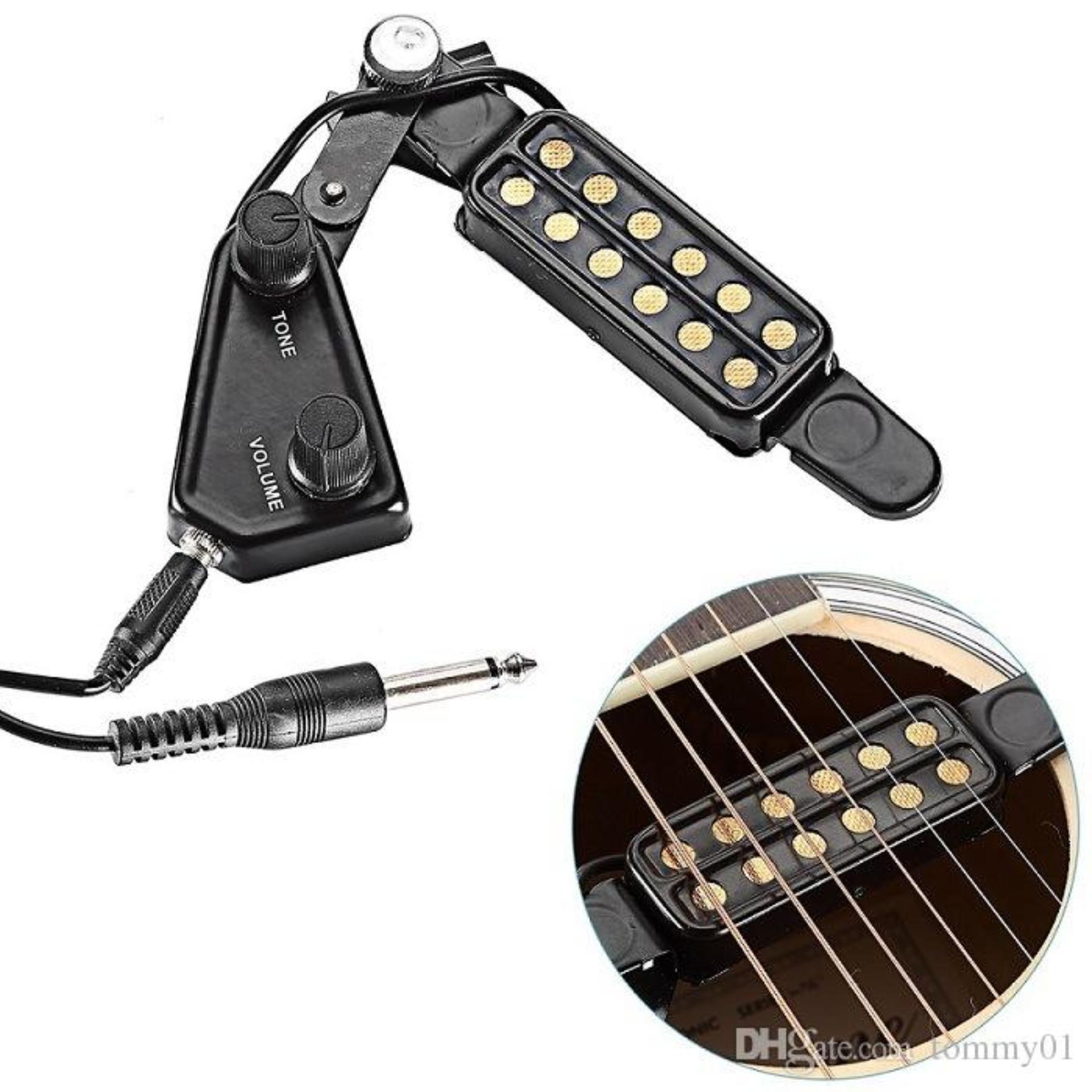 Pickup đàn guitar (bộ khuếch đại âm thanh không cần khoan thùng đàn) màu đen