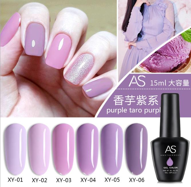 Set sơn móng gel AS tím purple 6 màu chai 15ml