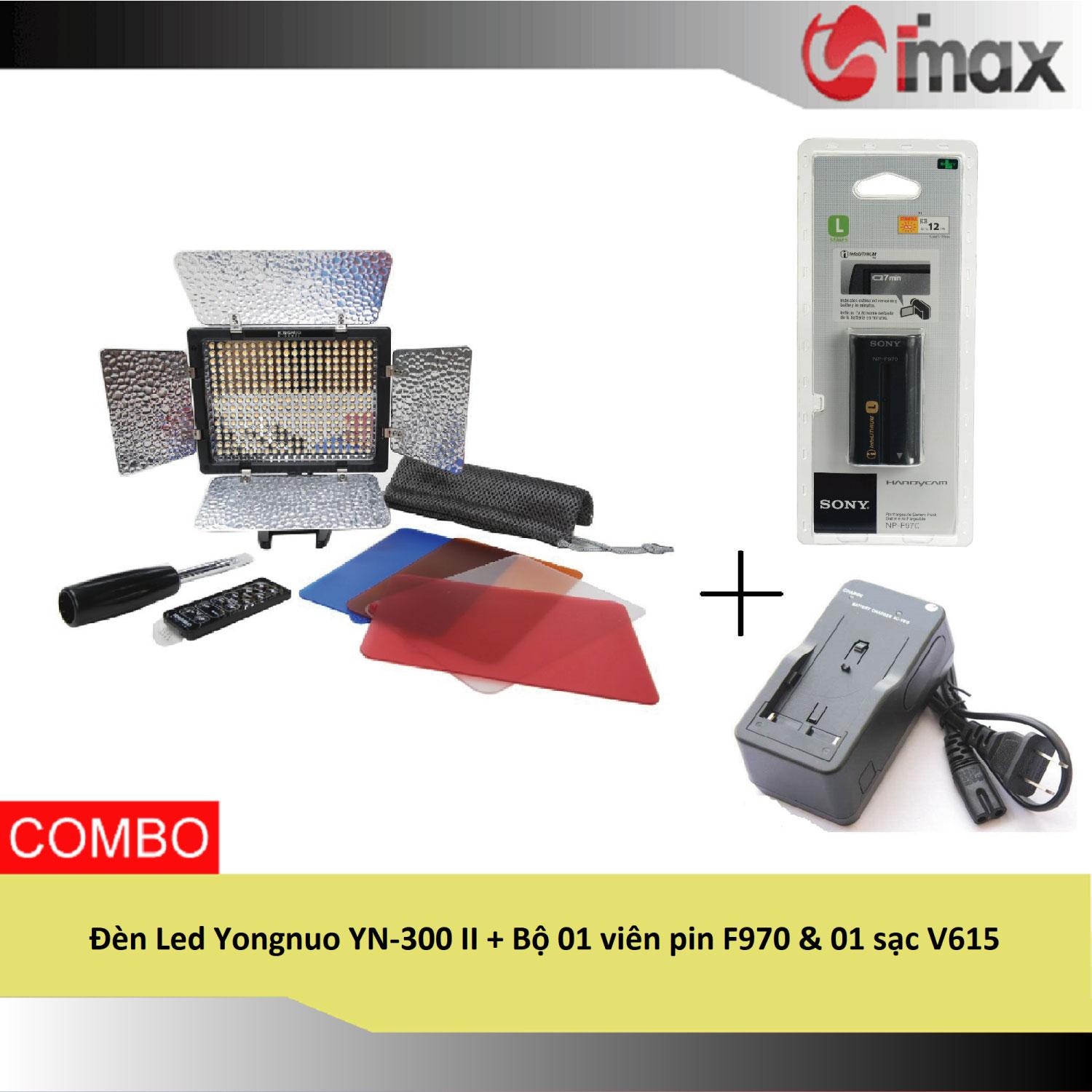 Đèn led yongnuo yn-300 ii + bộ 01 viên pin f970 & 01 sạc v615
