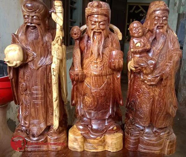 Tượng Tam Đa - Phúc Lộc Thọ gỗ CẨM  ( cao 30cm rộng 12cm sâu 11cm )