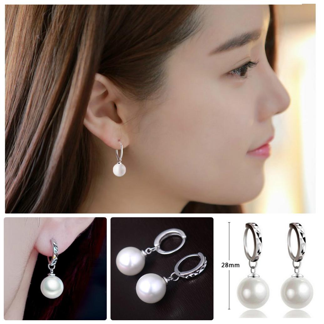 [HCM]Bông Tai Bạc S925  Ngọc Trai Tòn Ten Sang Trọng Đằm Thắm BTBACPEARLTONTEN08