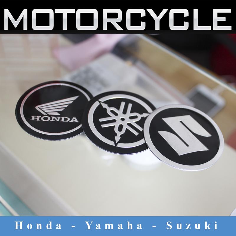 Bộ 2 Logo Tròn Honda nhôm Dán keo 3M
