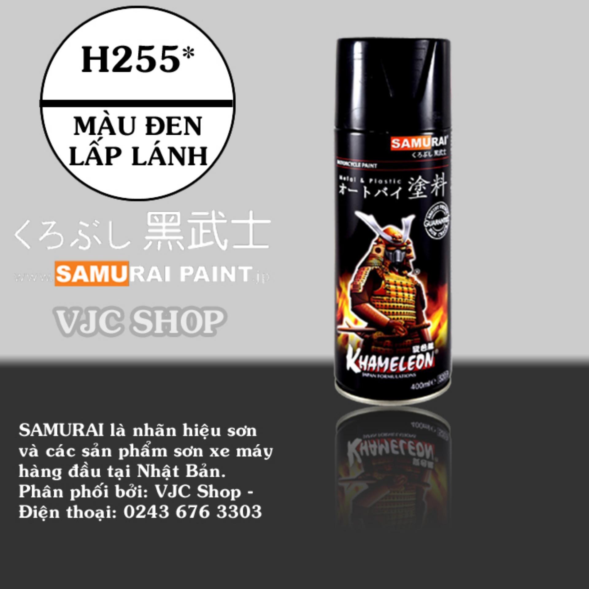 Chai sơn xịt sơn xe máy Samurai MÀU ĐEN LẤP LÁNH h255