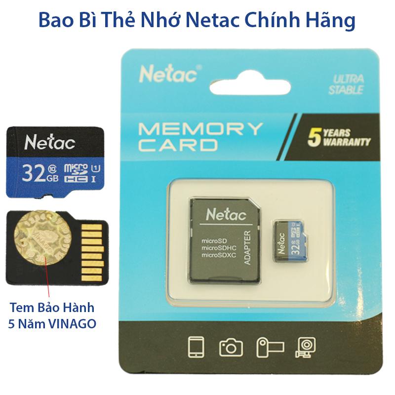 Thẻ nhớ camera Micro SD Netac 32gb,  Class 10 (Bảo hành 5 năm)