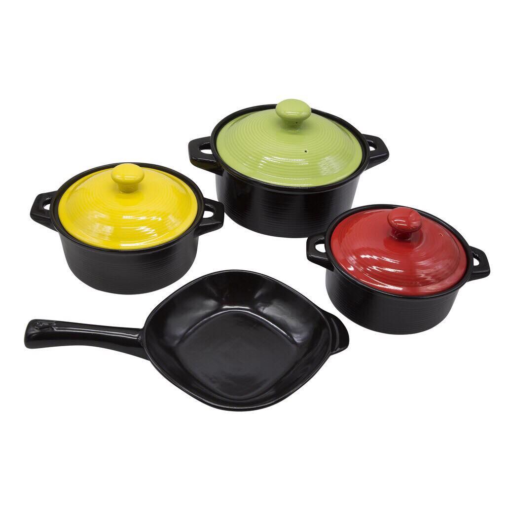 Bộ 3 Nồi Sứ Molise + Chảo Sứ Vuông Phi 27cm Royalcooks