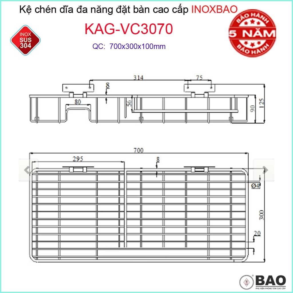 Kệ úp chén dĩa Inox Bảo KAG-VC3070