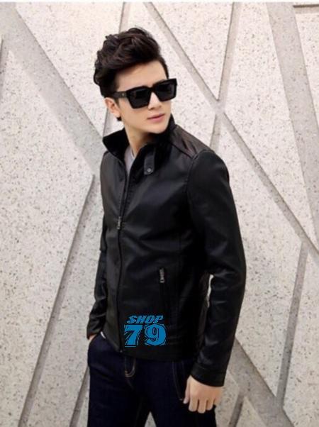 [HCM]Áo Khoác Da Nam Trơn Leather Black Cao Cấp - QBA6