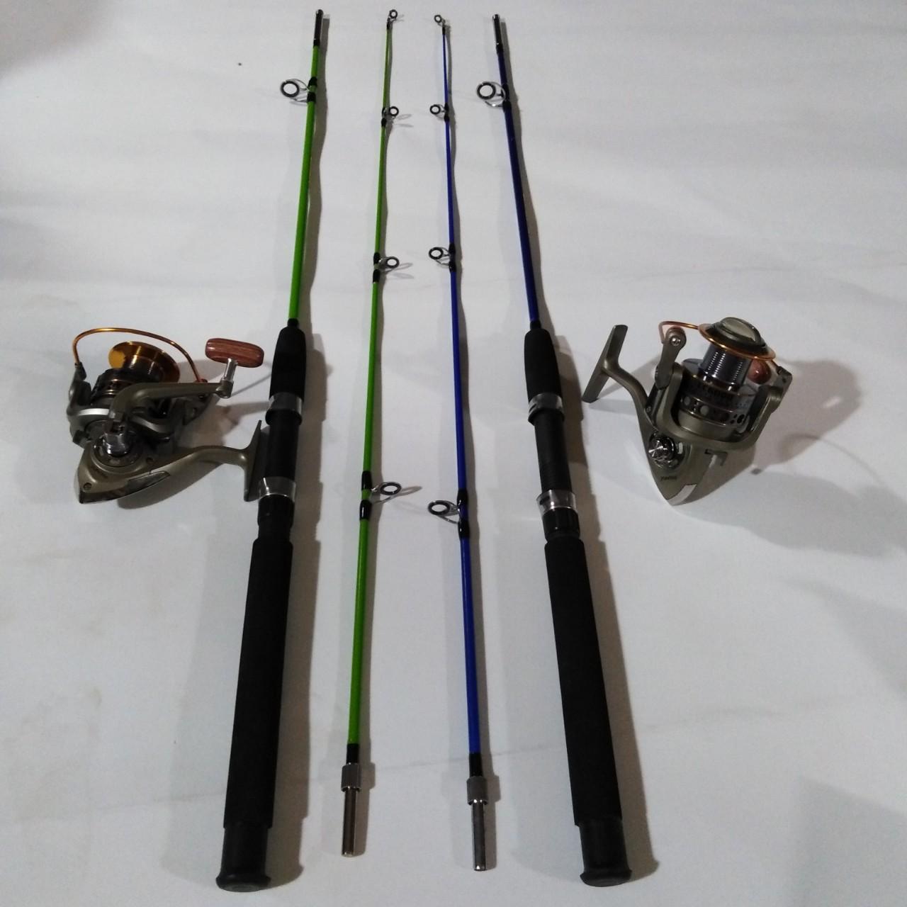 Combo bộ 2 cần câu shimano 2 khúc đặc ruột, 2 máy câu cá yumoshi