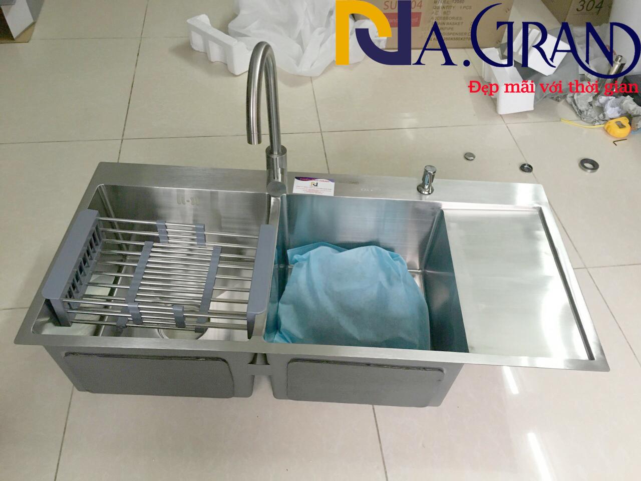 Chậu Rửa Chén Bát INOX 304 Cao Cấp N1 10048 NA.GRAND Tặng Rổ Đa Năng và Bộ Xả Chậu