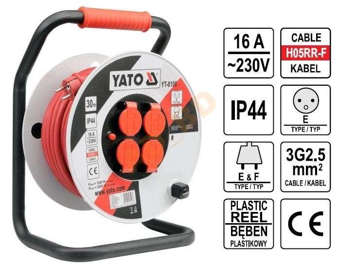 Ổ cắm quay tay kiểu Rulo công suất 16A-30M YATO YT-8106