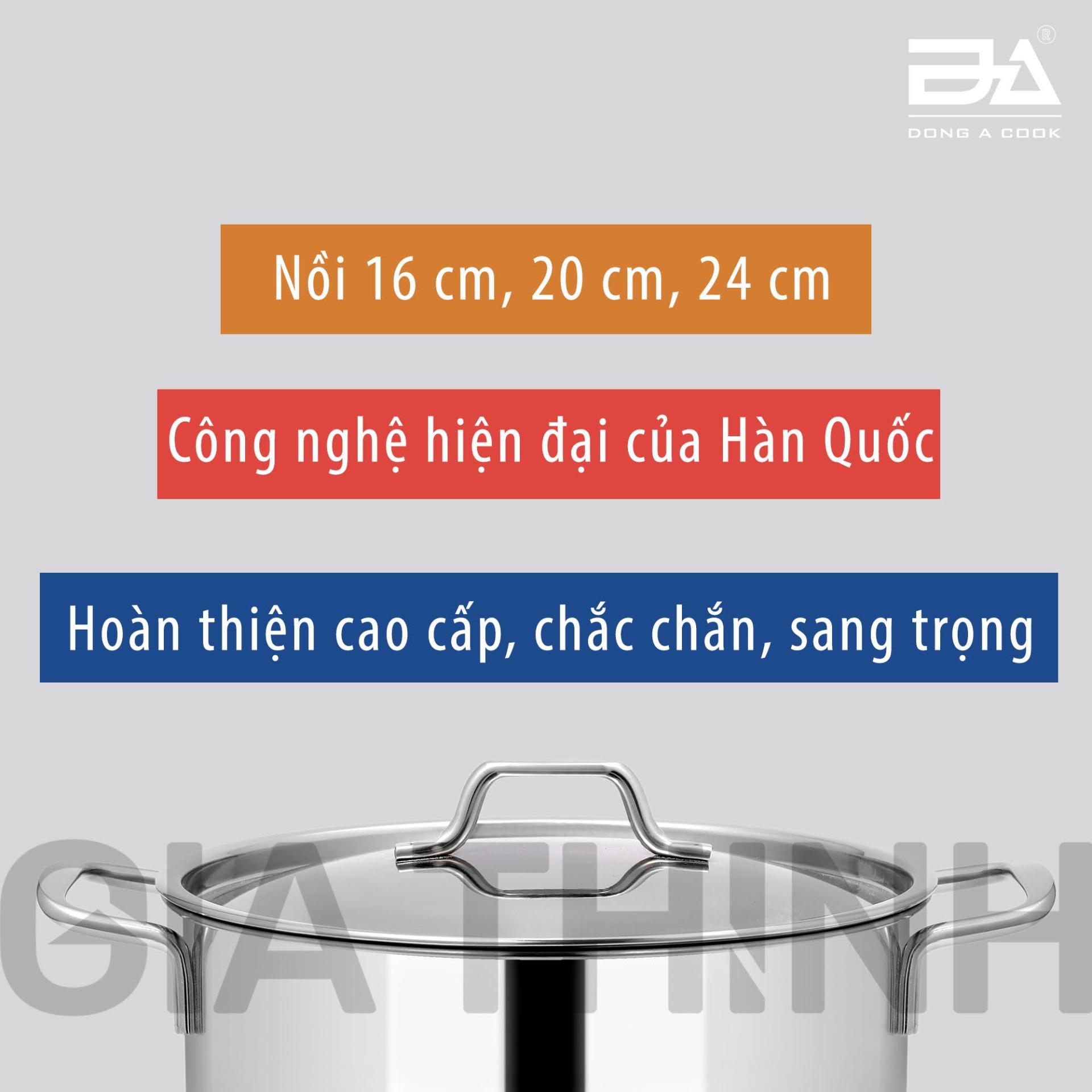 Bộ 3 nồi inox 3 đáy nắp inox Dong A Cook