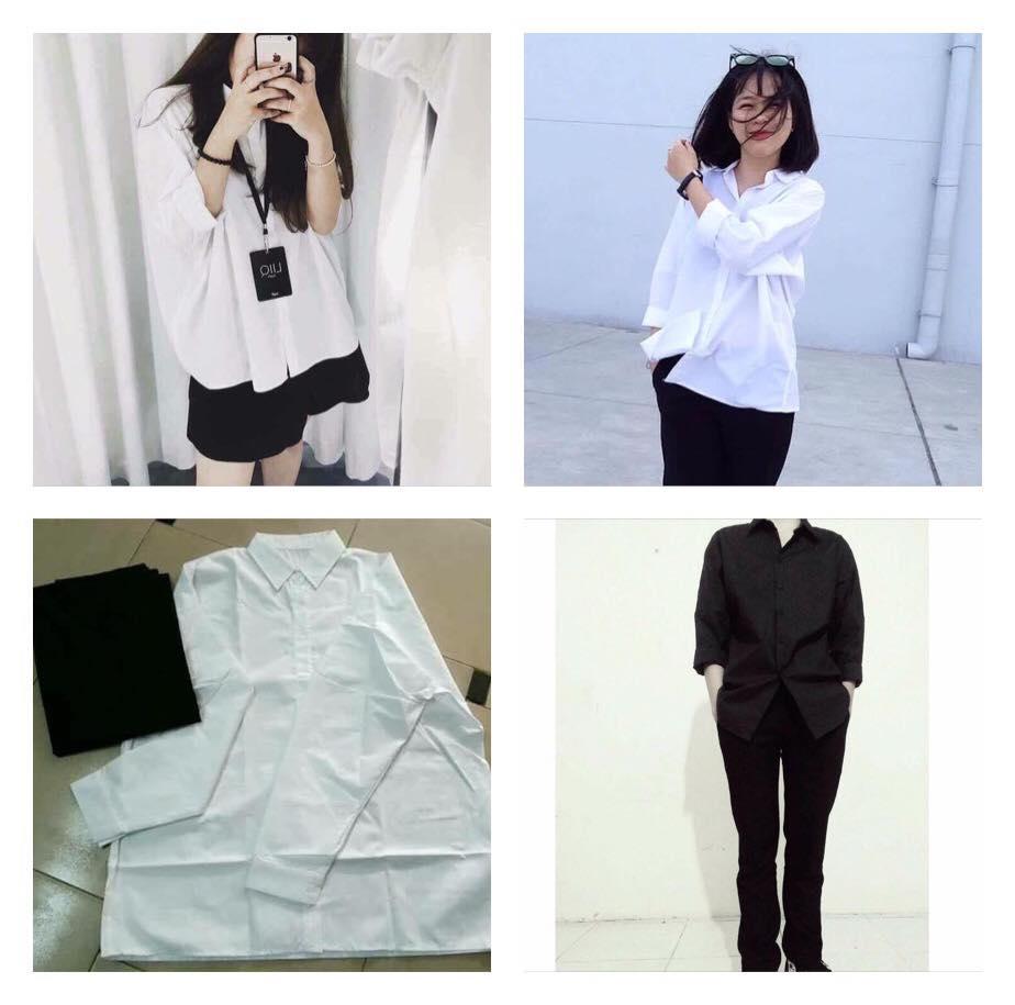 Sơ mi Oversize trơn trắng / đen