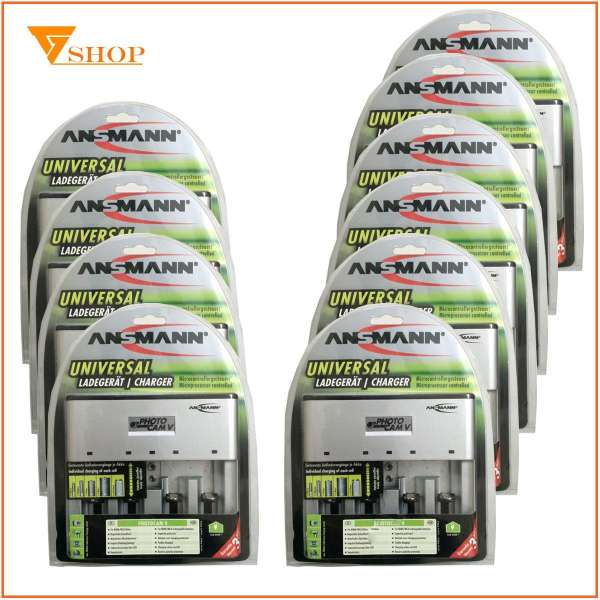 Combo 10 Máy sạc pin aa, aaa, 9V, C, D Photocam V Ansmann đa năng, tự ngắt