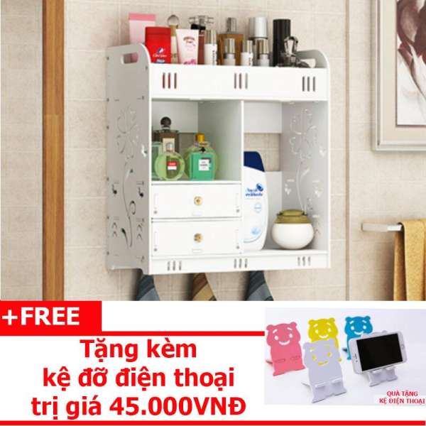 Tủ kệ treo nhà tắm siêu chịu nước MS001 + Tặng 1 kệ đỡ điện thoại  (Hàng nhập khẩu)