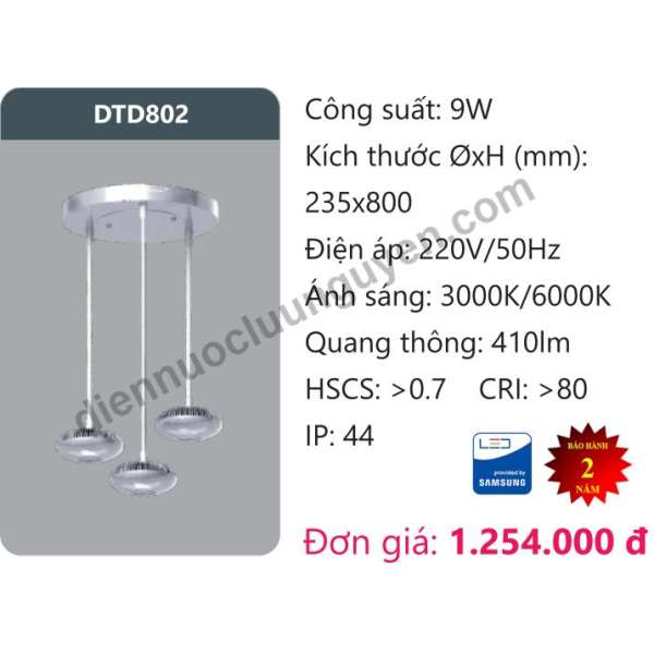 Đèn Led Treo Thả 9W DUHAL DTD802