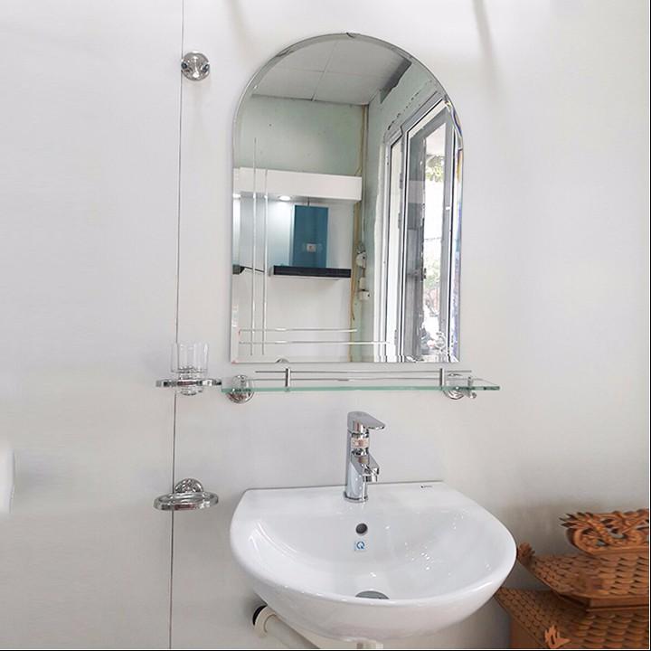 Gương phòng tắm cao cấp 45 x 60 Viền tròn ( kiếng cường lực 5mm ) 105b - Huy Tưởng
