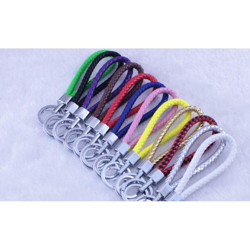 Móc khóa thời trang da pu rope móc gắn chìa khóa xe máy - màu cam