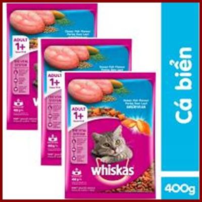 [HCM]Combo 3 túi thức ăn hạt cho Mèo trưởng thành. Whiskas Adult 400g/túi.