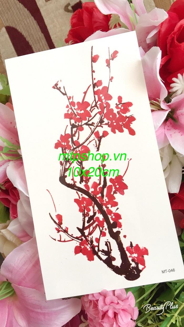 Hình xăm hoa đào MT-046 10x20cm