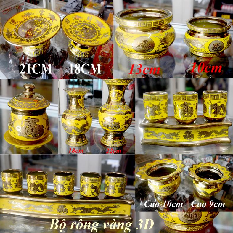 [HCM]Ly nước thờ cúng rồng vàng 3D cao 10cm