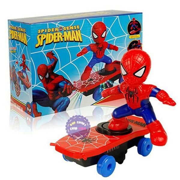 Hộp đồ chơi người nhện trượt ván chống lật có đèn nhạc