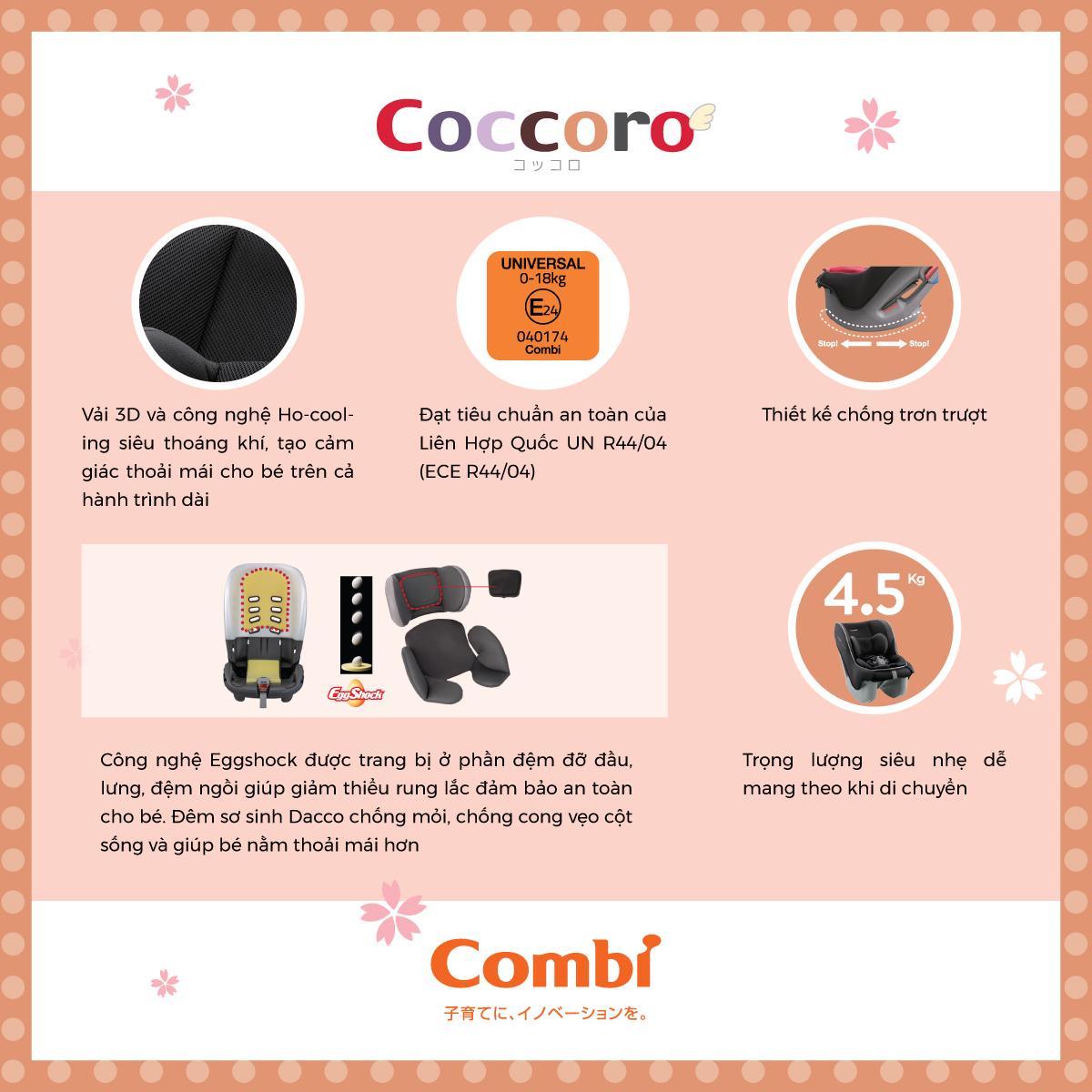 Ghế ngồi ô tô Combi Coccoro EG màu đen