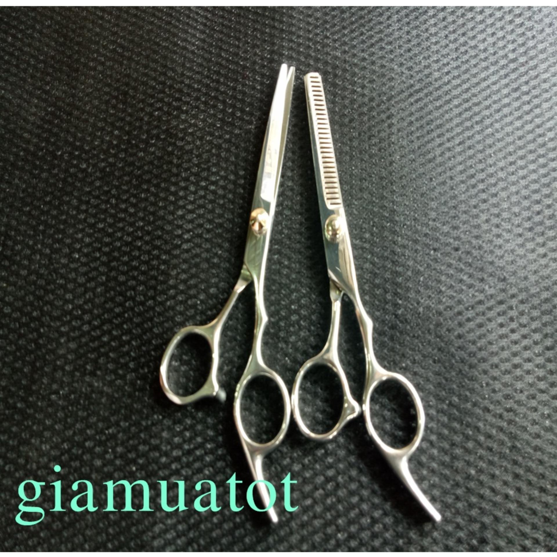 bộ 2 kéo cắt và tỉa tóc thép không gỉ AC01