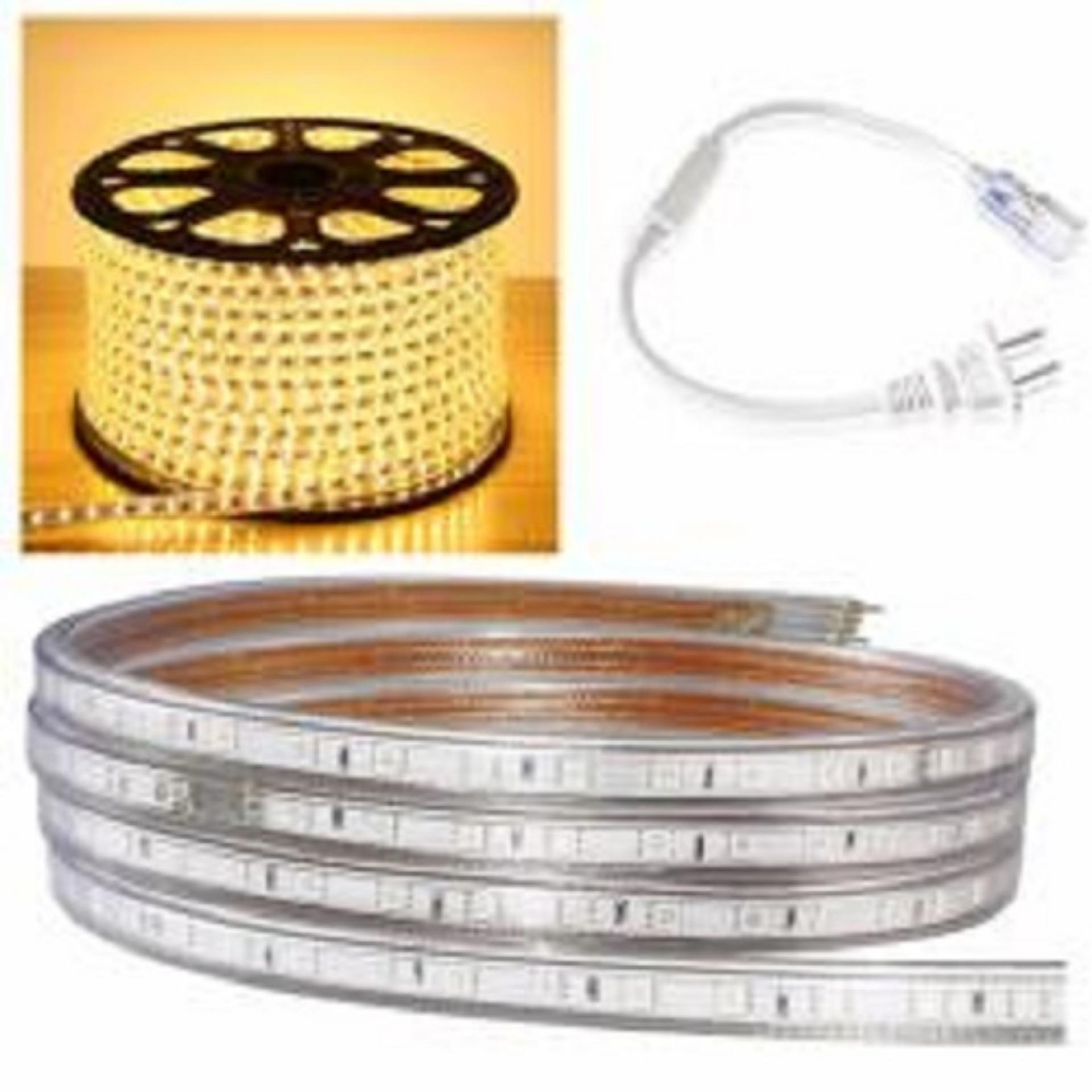 Cuộn đèn led dây 5050/220V dài 100m 1 màu (ánh sáng vàng) và 1 đầu nối dây nguồn