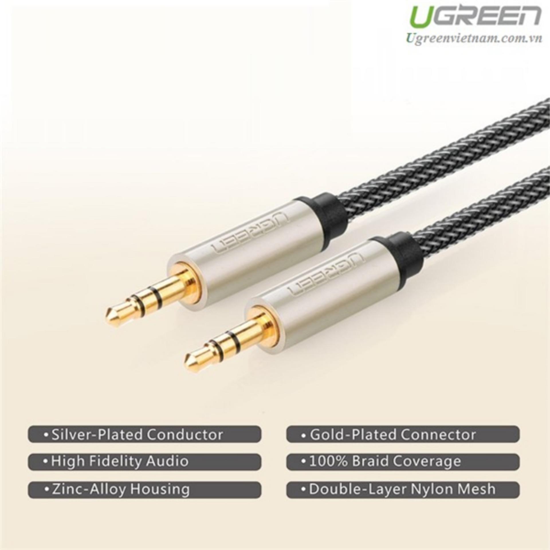 Cáp AUX 3.5mm 1,5M Mạ Vàng Ugreen 10603 Cao Cấp