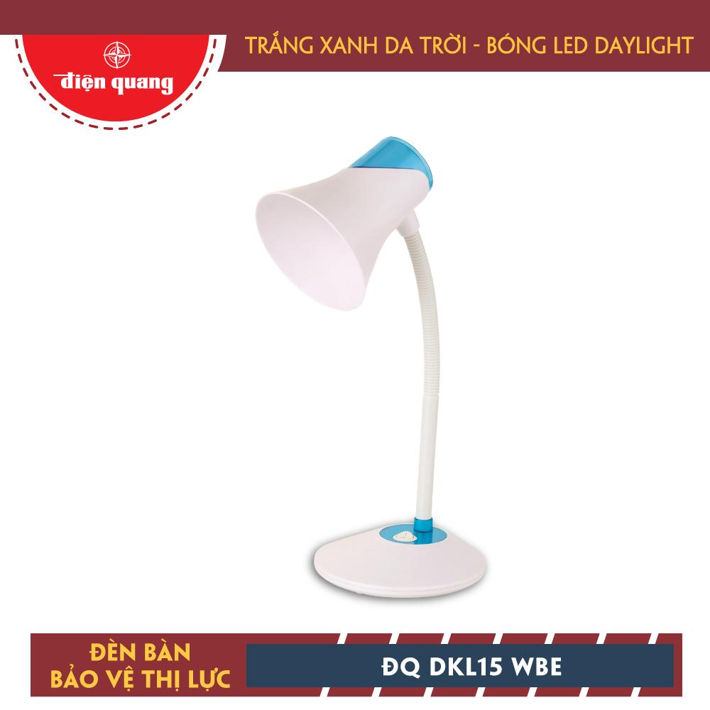 Đèn bàn bảo vệ thị lực Điện Quang ĐQ DKL15 WBE B (màu trắng- xanh da trời, bóng led daylight)