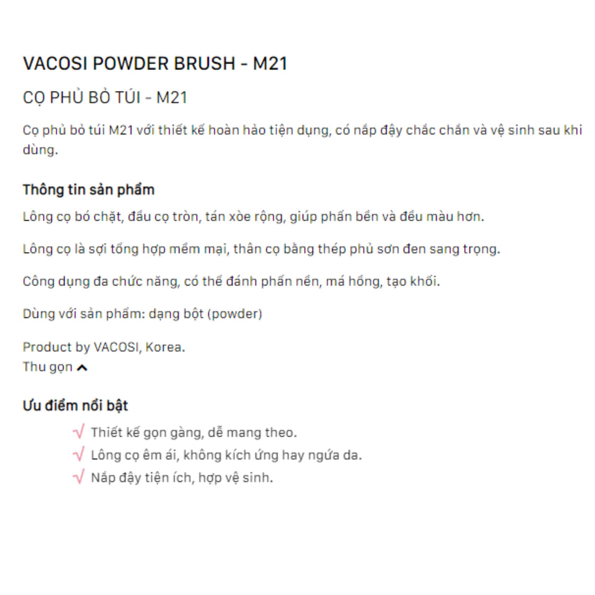 Cọ Đánh Phấn Phủ Nắp Đậy M21 VACOSI POWDER BRUSH